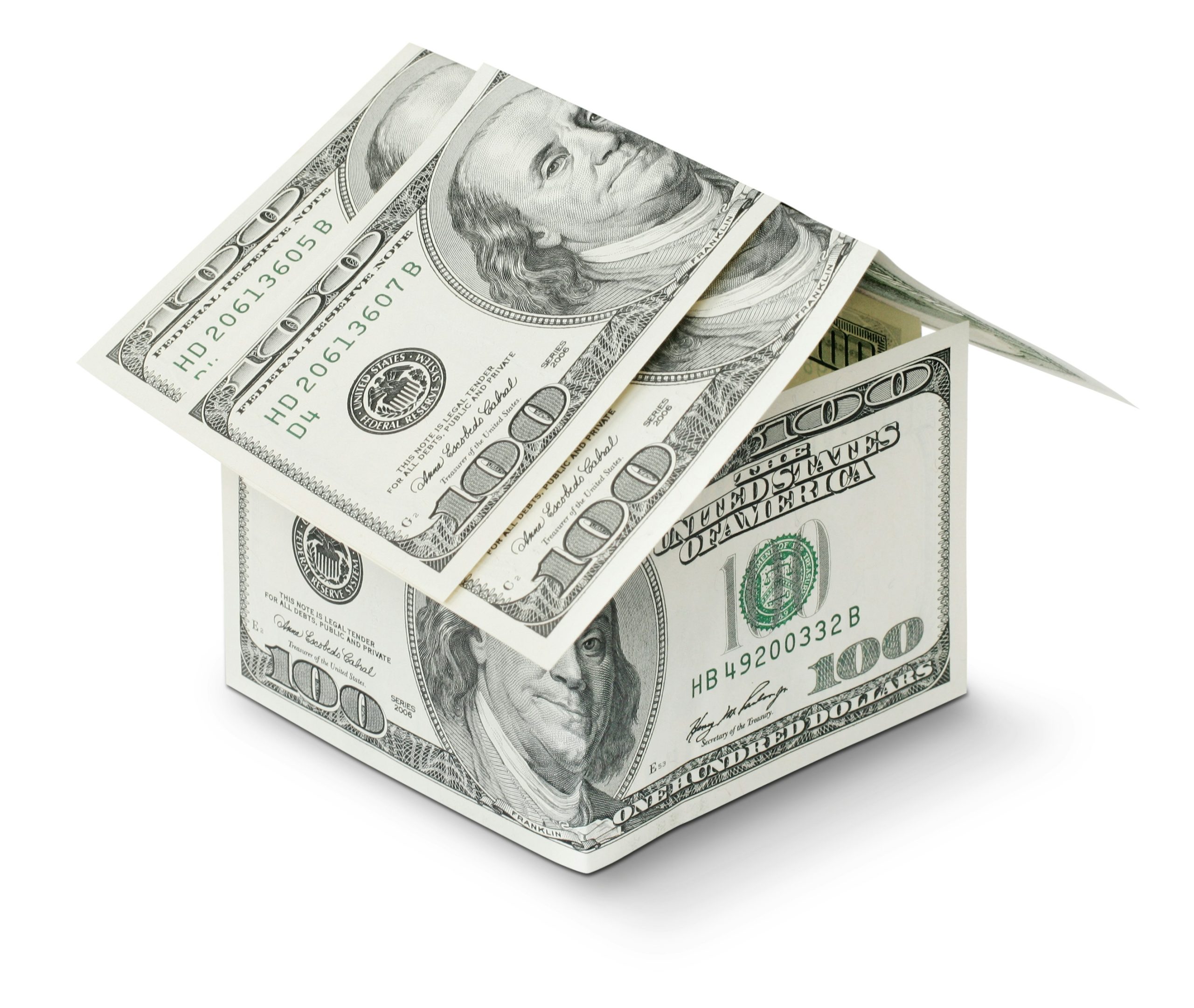 a house made of dollar notes