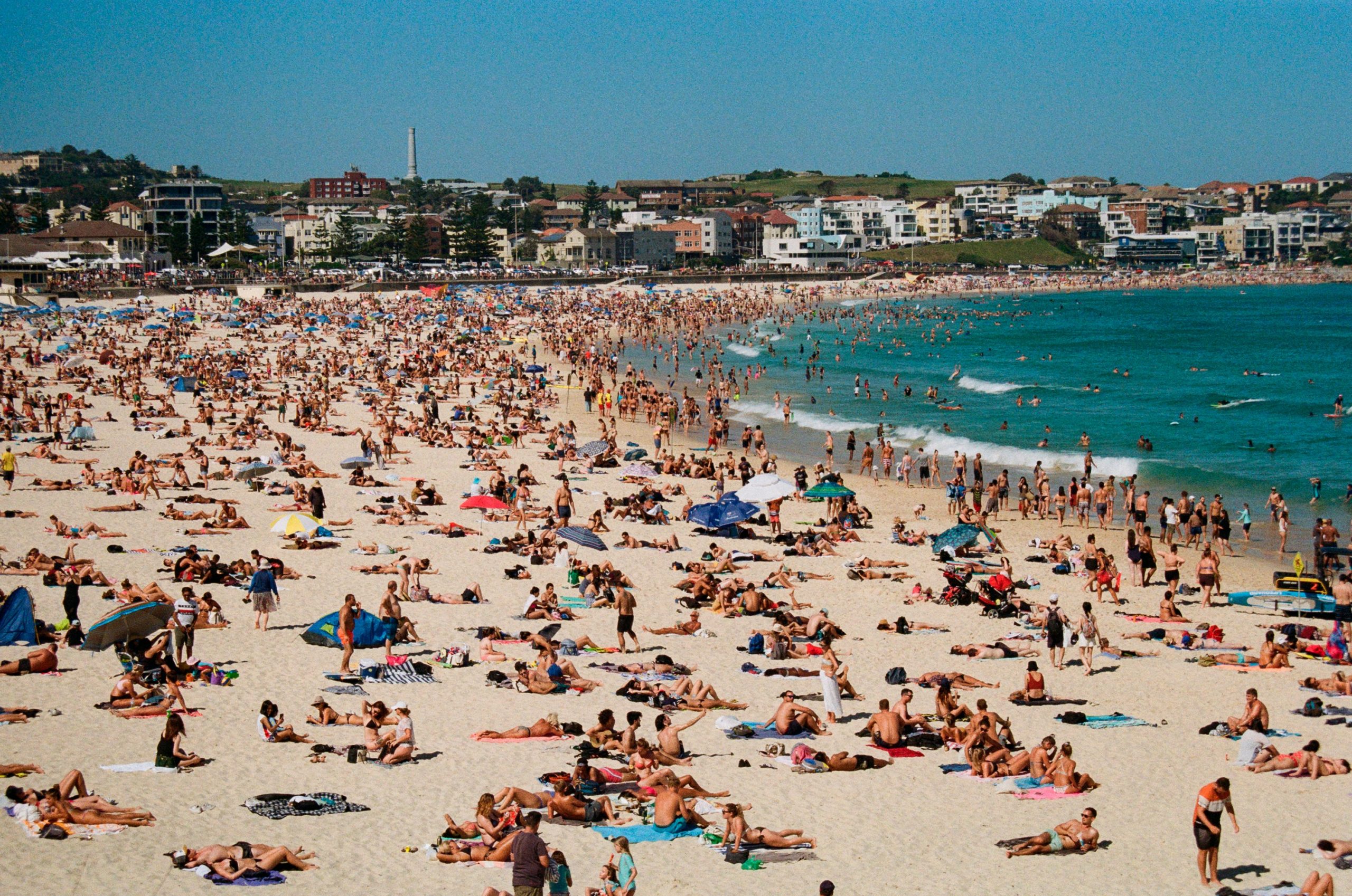 a beach full of people enjoying spring break