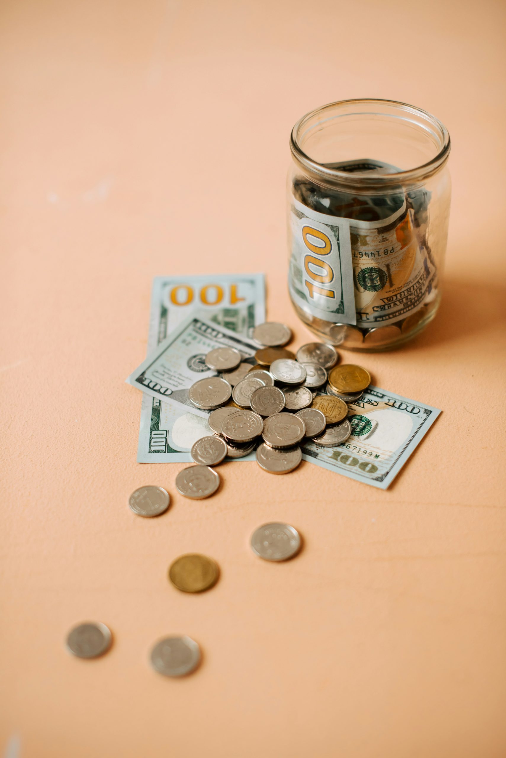a jar full of dollars and change